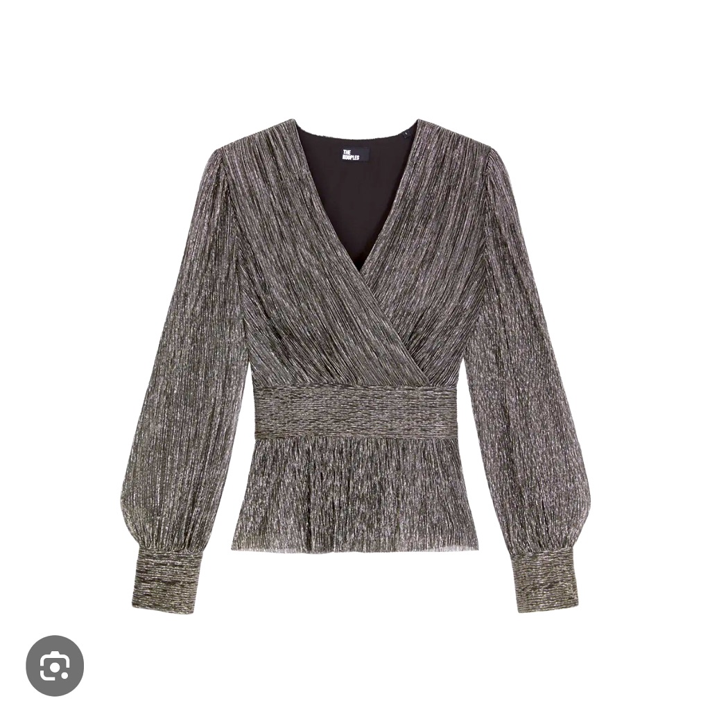 Nwt The Kooples Women's Metallic Silver Blouse